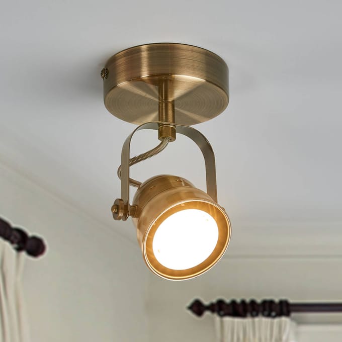 Lindby - wandlamp - 1licht - Metaal - H: 9.5 cm - GU10 - antiek messing