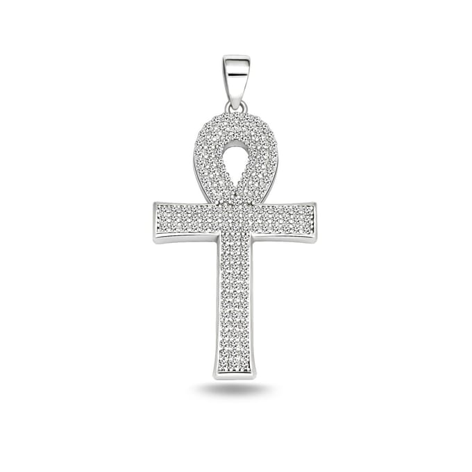Juwelier Zwartevalk zilveren (gerhodineerd) ankh kruis hanger - 24.193
