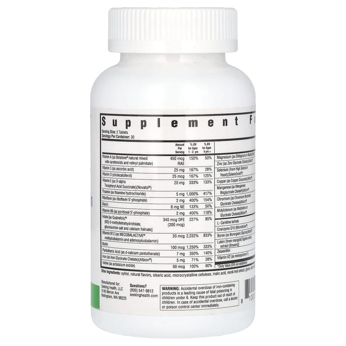 Seeking Health, multivitamine kauwbaar voor kinderen, 60 kauwtabletten