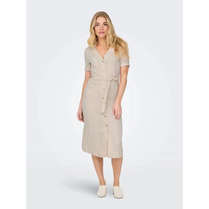 Smalle vrijetijdsjurk van mix van viscose en linnen model 'SIESTA'