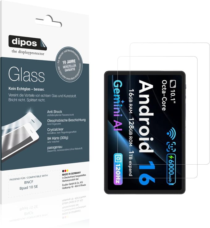 dipos – 2x Pantserfolie geschikt voor BNCF Bpad 10 SE | 9H Screenprotector