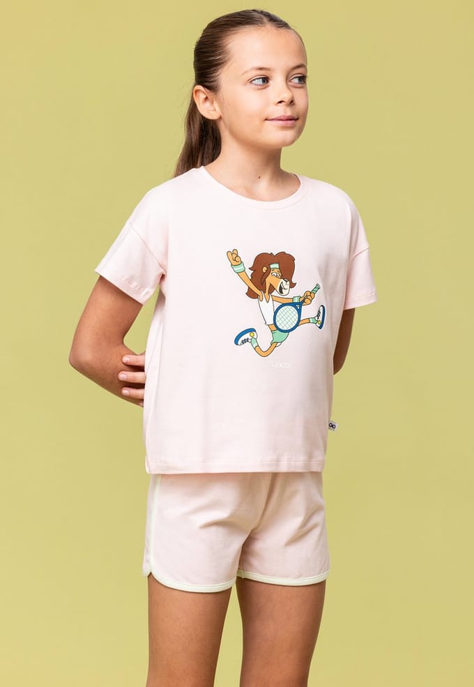 Woody Meisjes-Dames Pyjama lichtroos - maat 092/2J