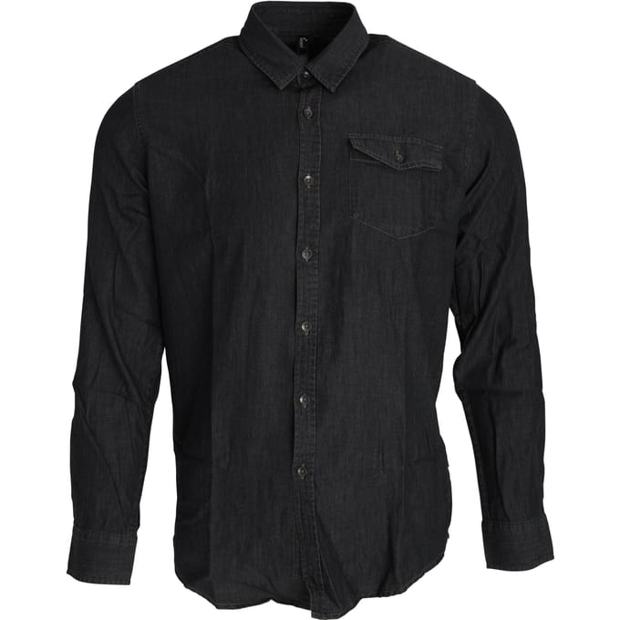 Premier Heren Jeanssteek Lange Mouw Denim Shirt (Zwarte denim)