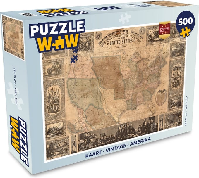 Puzzel Kaart - Vintage - Amerika - Legpuzzel - Puzzel 500 stukjes