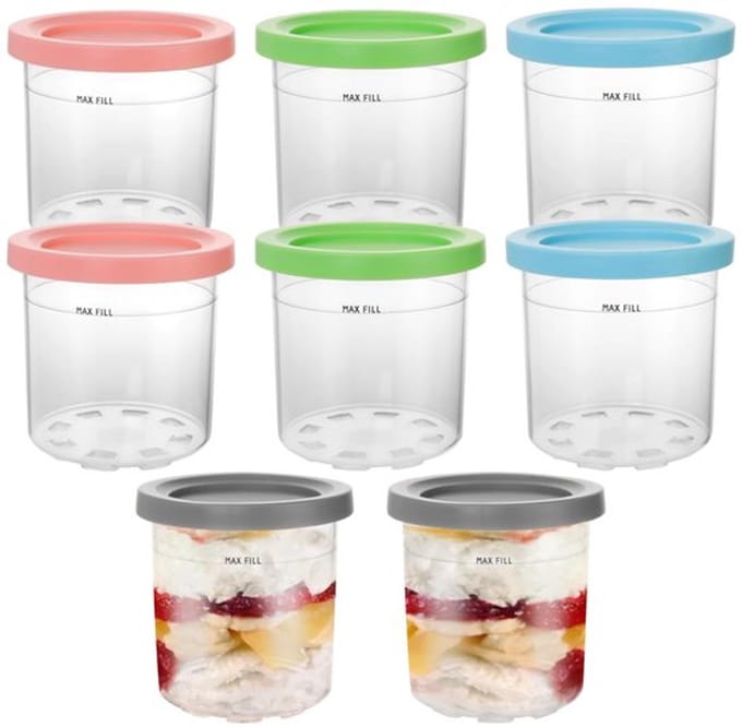 Allecto - Ice Cups - Herbruikbare IJsbekers - Met Deksel - Kleurenset