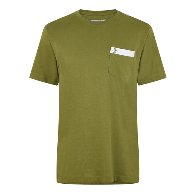 Original Penguin Heren Logo borstzak T-shirt (Olijftak)