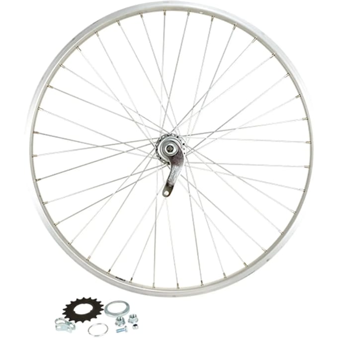 Achterwiel van de fiets moer. volle as aluminium velg Velox Moy. Velosteel Coaster