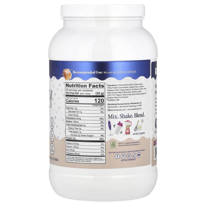 Vita Whey Proteïnepoeder, Gezouten Karamel, 998,4G (2,2 pond)