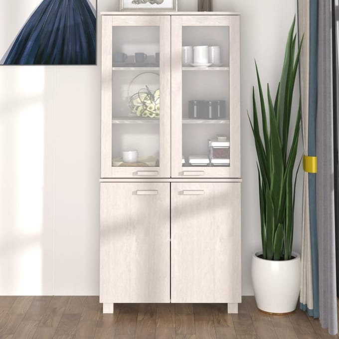 vidaXL - Hoge - kast - HAMAR - massief - grenenhout - wit