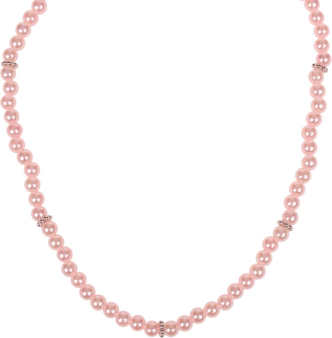 Kinderketting - Lichtroze - Imitatiepareltjes 6mm - Spacers - Elastisch