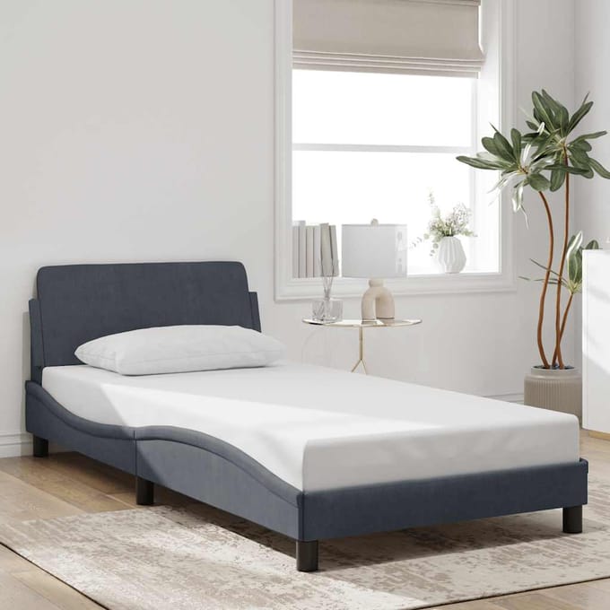 vidaXL - Bedframe - "Dover" - 100x200 - cm - fluweel - donkergrijs