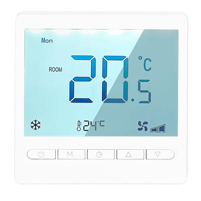 Programmeerbare Thermostaat Hoge Nauwkeurigheid Groot Scherm LCD Thermostaat voor Woonkamer Slaapkamer Eetkamer gray
