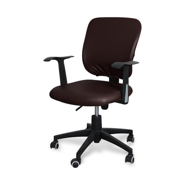 Housse de chaise de bureau en cuir souple, imperméable, en Pu, couvre-dossier de siège, résistant à l'eau, pour ordinateur universal size café