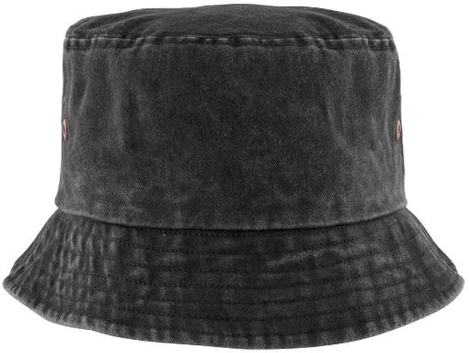 Bucket Hat / Bob hat gewassen Zwart look 260 gram katoen