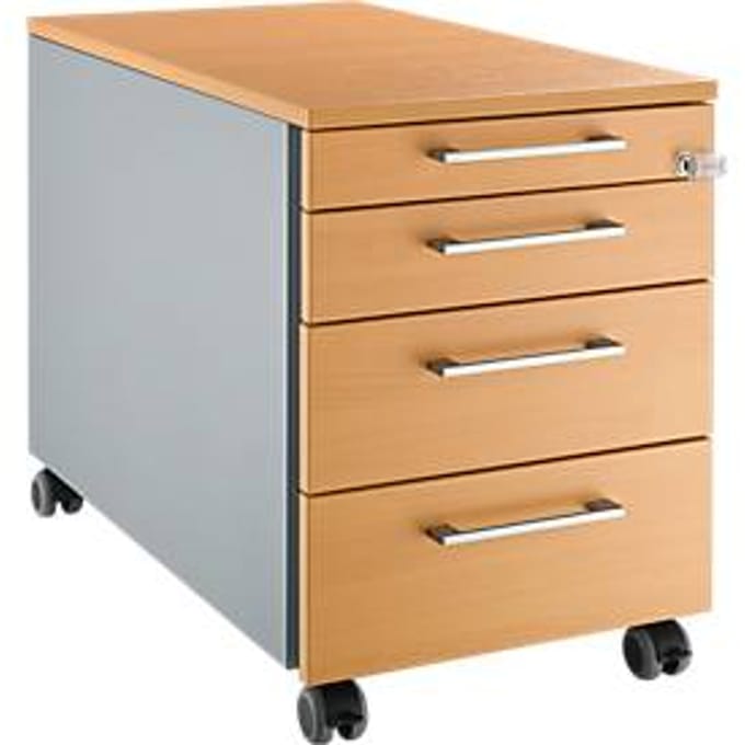 Schäfer Shop Select mobiele container 1233, met handgreep hoekig, alu wit/wit/beuken decor