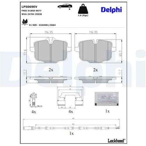 Remblokset, schijfrem DELPHI LP5069EV