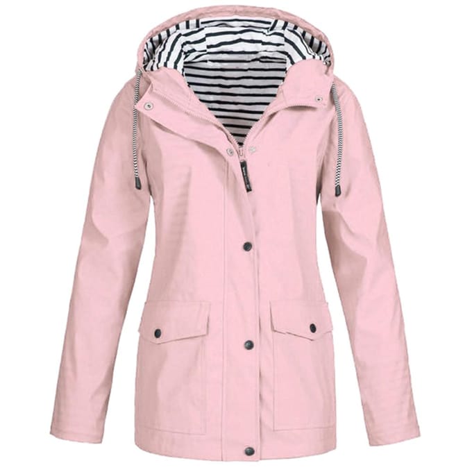 Vrouwen Mode Effen Regenjas Outdoor Plus Waterdichte Capuchon Regenjas Winddicht S roze