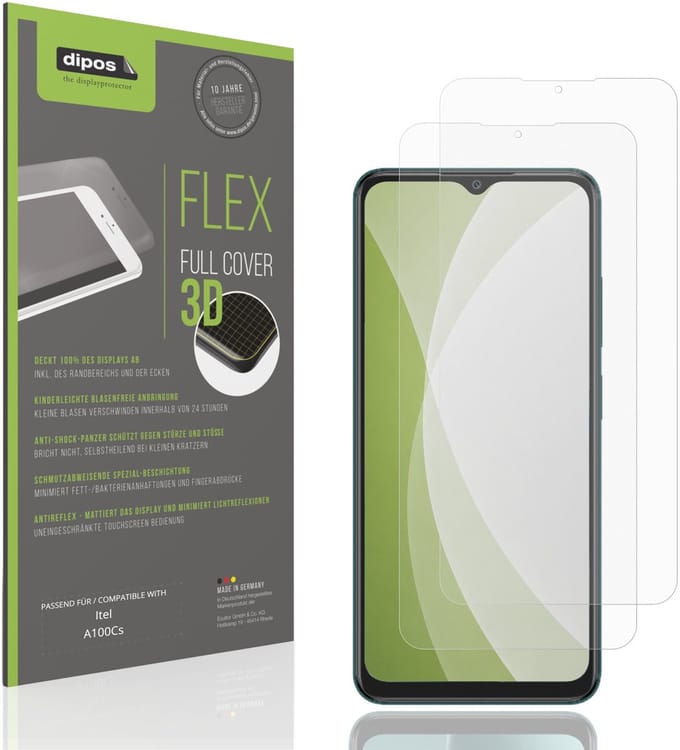 dipos FLEX – 2x Matte Screenprotector geschikt voor Itel A100Cs | Volledige Schermbescherming | Case-Friendly