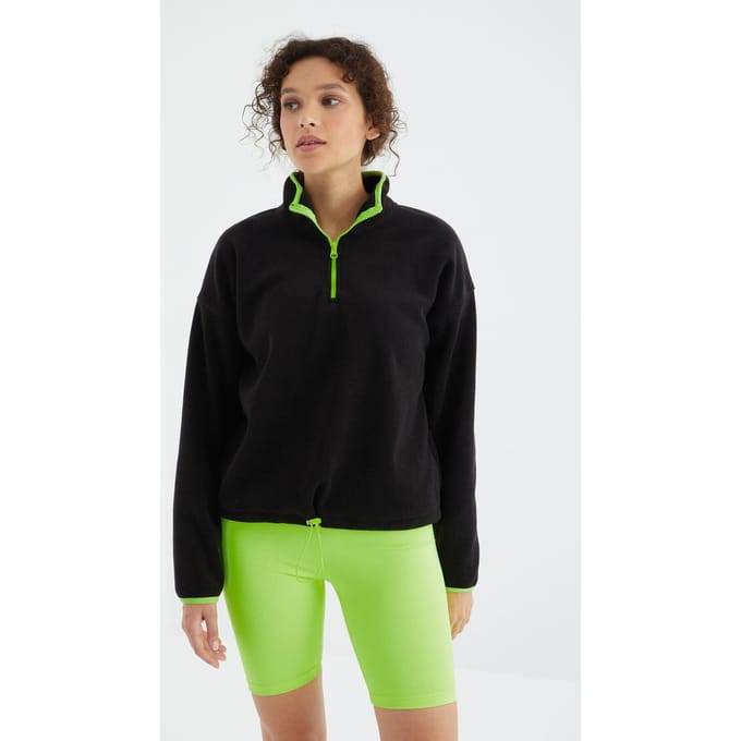 Overmaatse Pluche Halflange Rits Sweatshirt