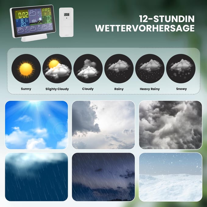 WIFI Slim Weerstation met Buitensensor/7-in-1 Weerstation met Weer EU plug gray
