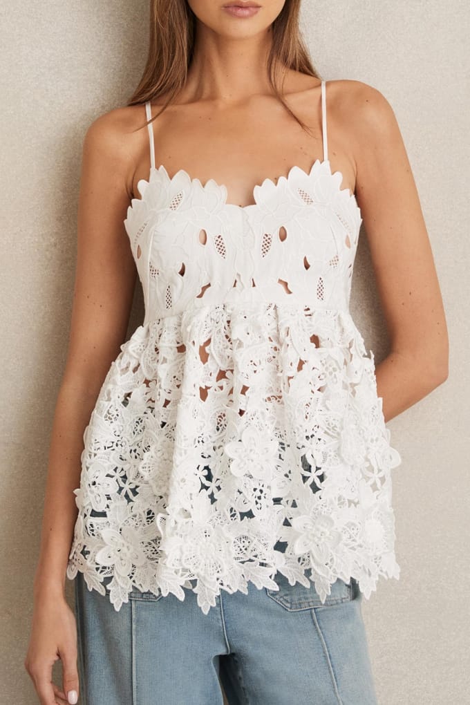 Reiss Lace Cami Ivory Taglia: 4 | Magliette intime Outlet | Donna | Bianco