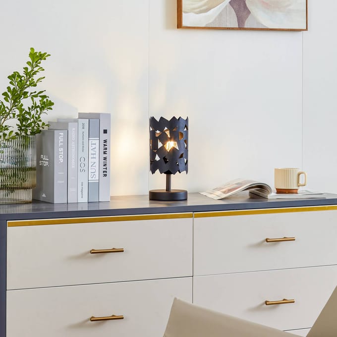 Lucande - Tafellamp - 1licht - IJzer, metaal - H: 25 cm - E27 - zwart