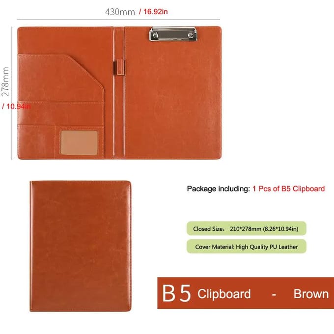 A5 / B5 Lederen Padfolio Portfolio Mappentas Klembord Documenthouder Zakelijk Contract Papierklem Schrijfblok voor Kantoor