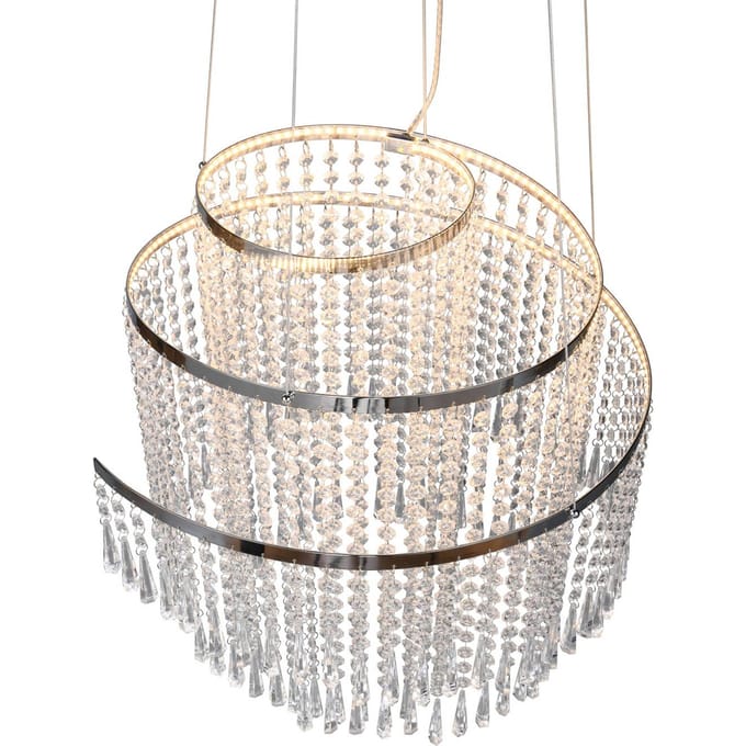Reality Leuchten Pomp LED hanglamp, Ø 48 cm, chroom, acryl/metaal, CCT