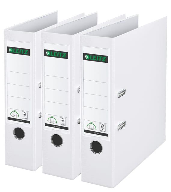 Leitz 180° Ordner PP A4 - Rugbreedte van 80mm - Voordeelverpakking (3 stuks) - Wit