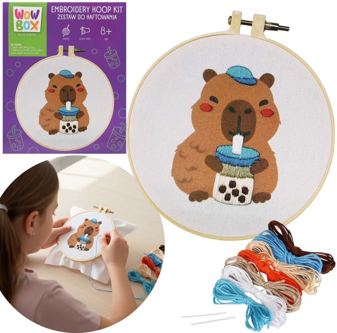 Wow Box - CAPIBARA Bubble Tea Borduurpakket, creatief pakket met borduurring 8+