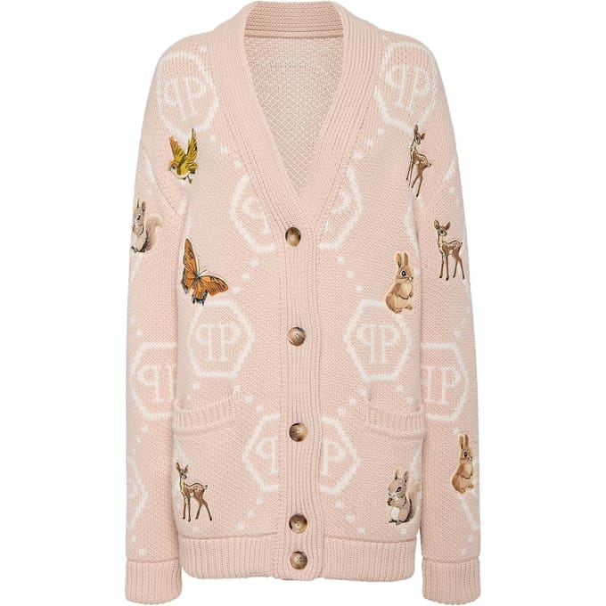 Long Oversized Cardigan With Fairy Embroidery