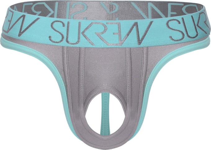 SUKREW U-Style Classic Thong Silver Sparkle - MAAT M - Erotisch Heren Ondergoed - String voor Man - Sexy mannen String