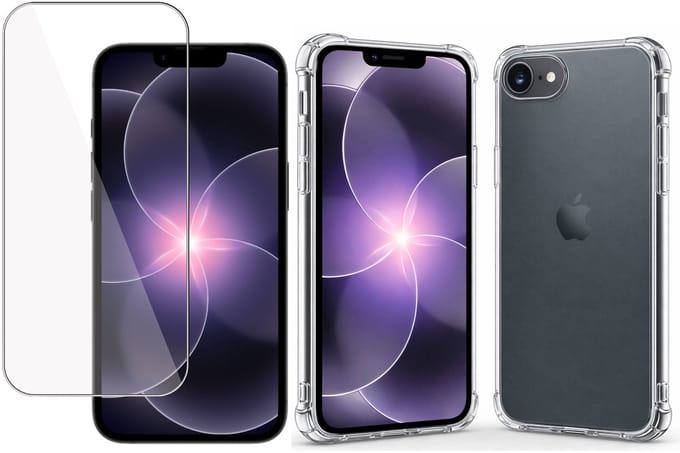 TechNow Hoesje + Screenprotector geschikt voor iPhone 17e Hoesje Screenprotector - Tempered Glass - Extreme Shock Case Transparant