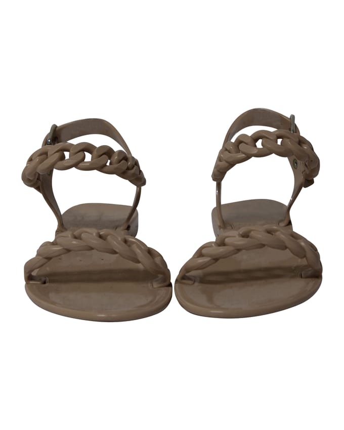Givenchy Jelly Plate Chain Platte Sandalen in Beige Plastic