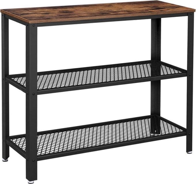 Bobbel Home - Bijzettafel - Industrieel - Hout/Metaal - 101,5x35x80 cm
