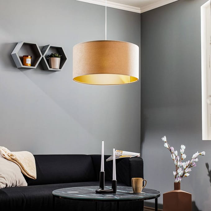 Maco Design Hanglamp Salina, beige/goud Ø 50 cm