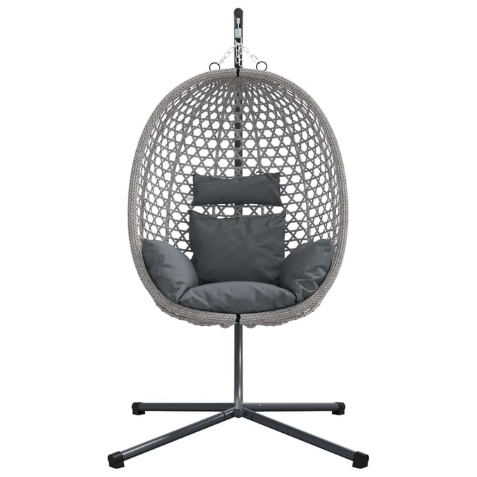 vidaXL - Hangende - ei-stoel - poly - rattan - 104 - x - 100 - x - 191 - cm - Grijs