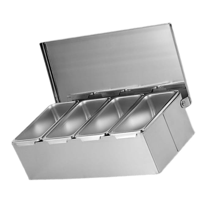RVS kruidendoos 4 compartimenten trays grote capaciteit opslag kruidendoos voor keuken gray