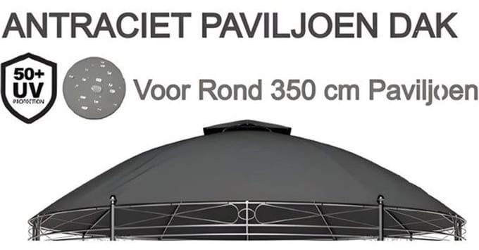 El Jardin - Waterdicht dak - Rond - 350 cm paviljoen Antraciet