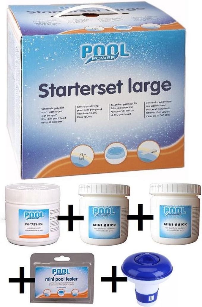 Starterskit Pool Power - Large - Chloor tabletten - Pool Power testset - PH - Chloordoseerder
