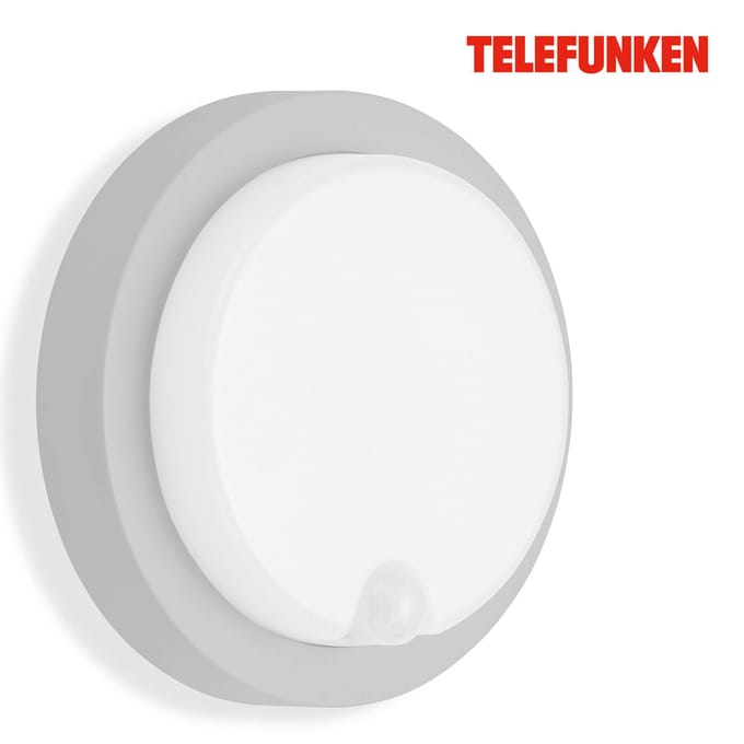 Telefunken LED buiten wandlamp Dortmund Ø17cm zilver