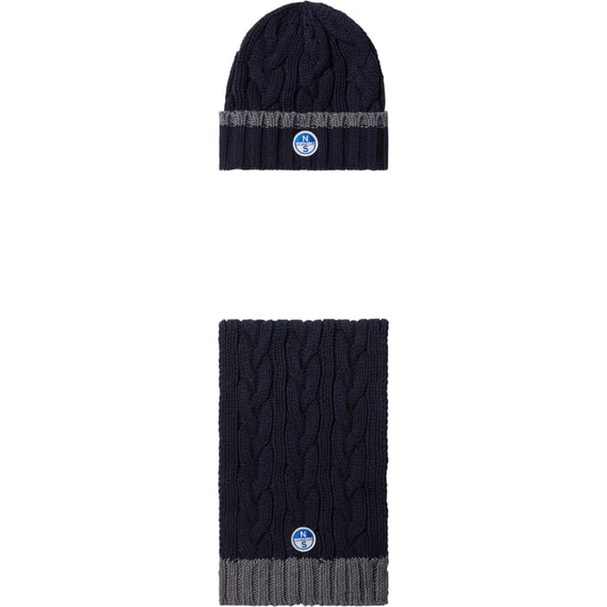 North Sails Accessoire cadeauset Gebreide muts en sjaal met kabelpatroon