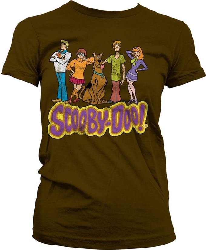 Team Scooby Doo Distressed Girly T-shirt voor dames, bruin
