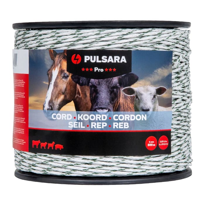 Pulsara Schrikkoord Pro 6mm 500m Wit – Hoog Geleidende Koordrol