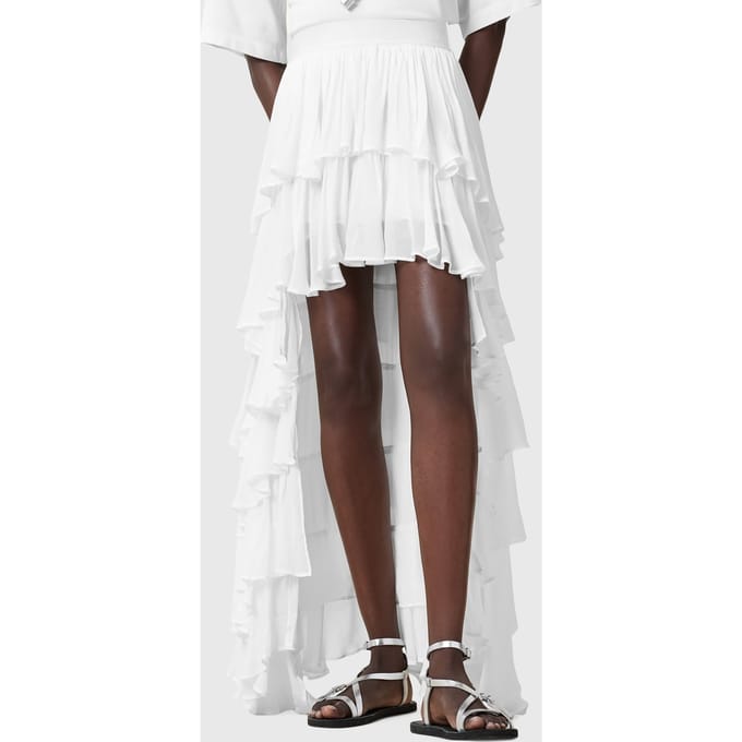 AllSaints Cavarly Maxi Skirt Snow White Maat: 10 | Maxi Rokken Outlet | Dames | Wit