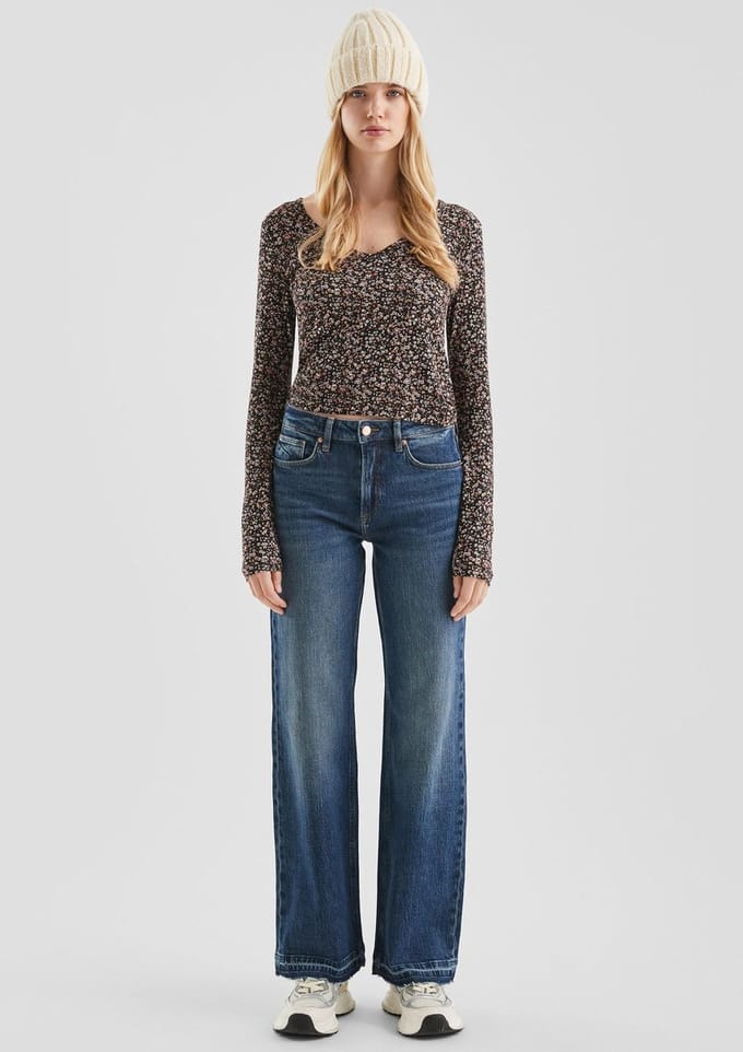 QS - female - Catie jeans / Slim Fit / Hoge taille / Wijde pijpen