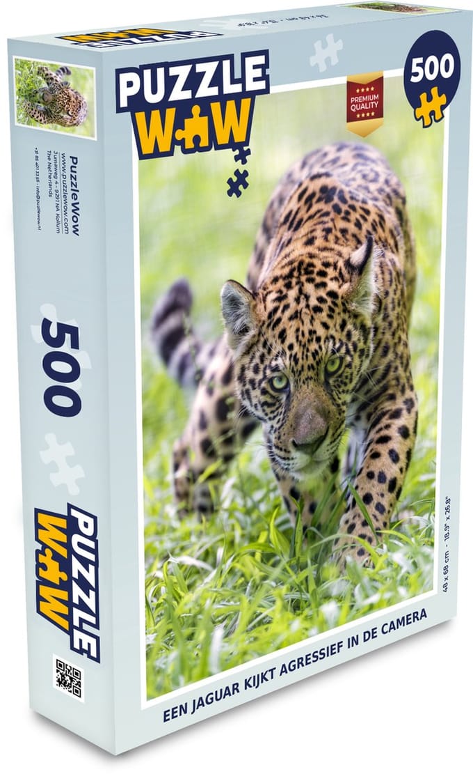 Puzzel Jaguar - Jagen - Gras - Legpuzzel - Puzzel 500 stukjes
