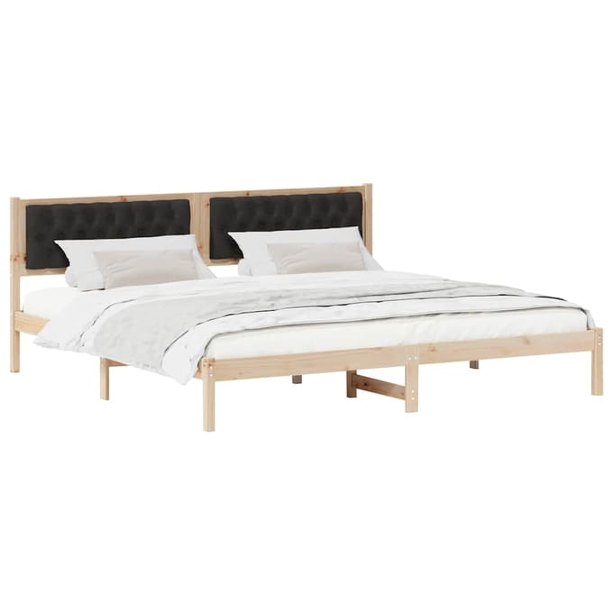 vidaXL - Bedframe - met - hoofdeinde - Zwart - 200 - x - 200 - cm - Massief - grenenhout