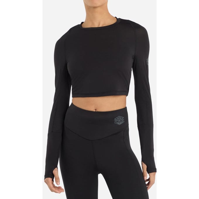 Umbro Dames/Dames Pro Trainingscrop Top Met Lange Mouwen (Zwart)