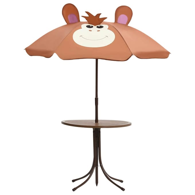 vidaXL - 3-delige - Bistroset - voor - kinderen - met - parasol - bruin